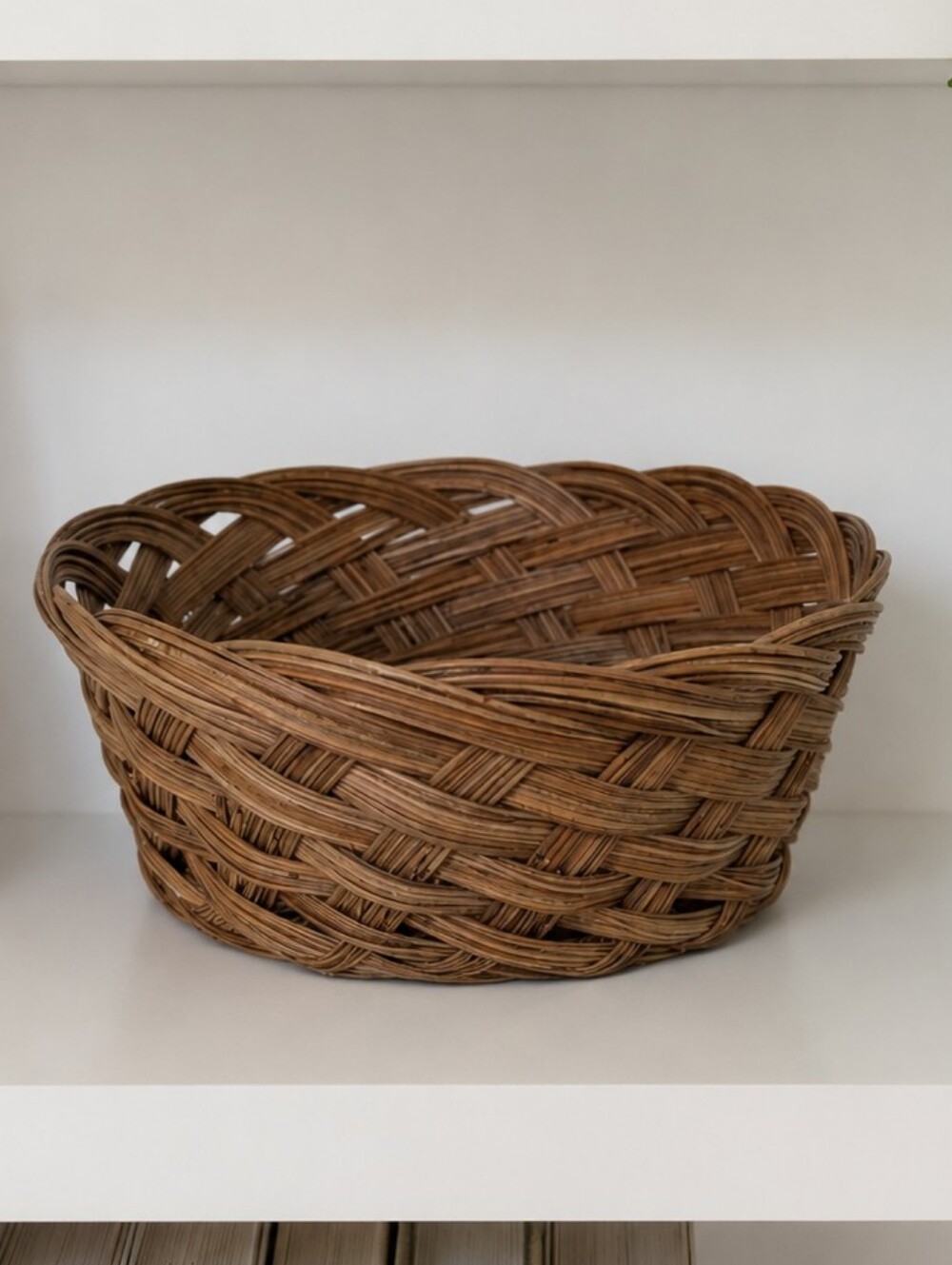 Vintage Handwoven Wicker Basket Bowl | Rustic Boho Cottagecore Decor | Natural